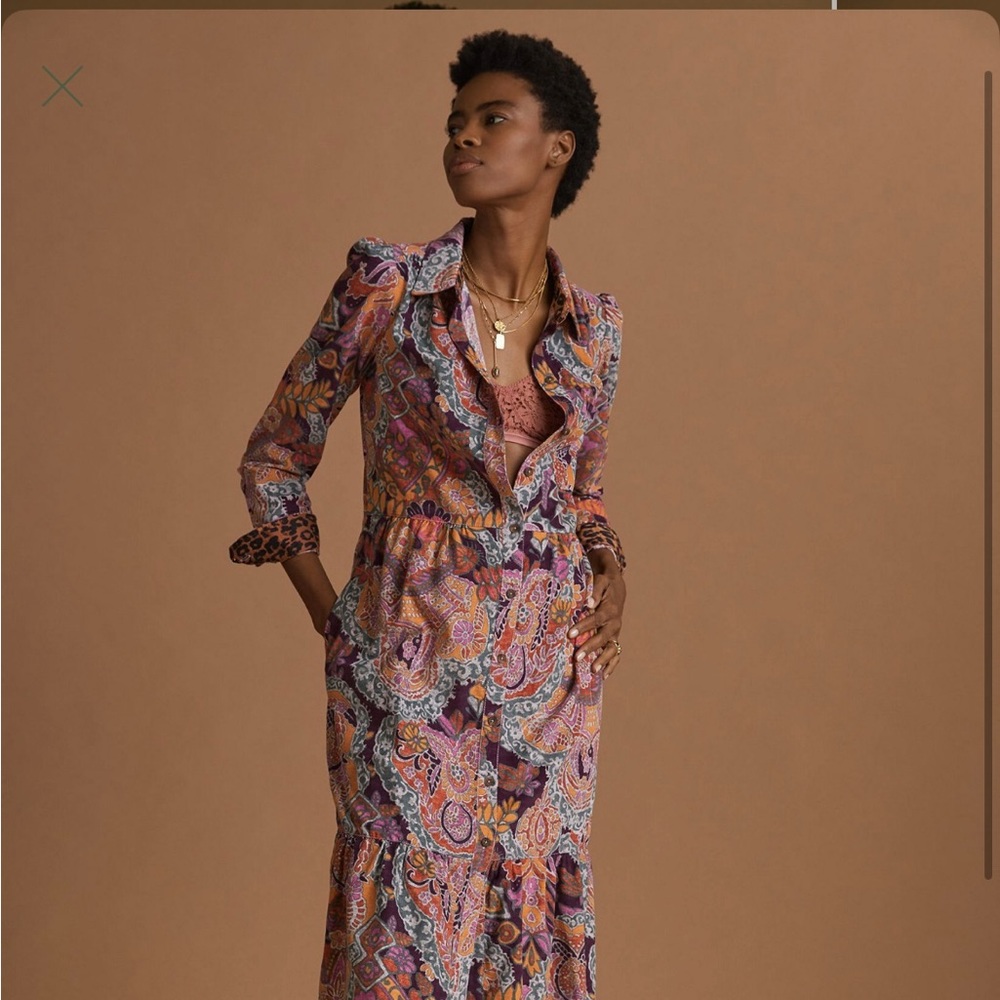Anthropologie Pilcro Printed Corduroy Dress